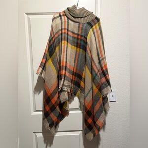 Plaid Fringe Poncho